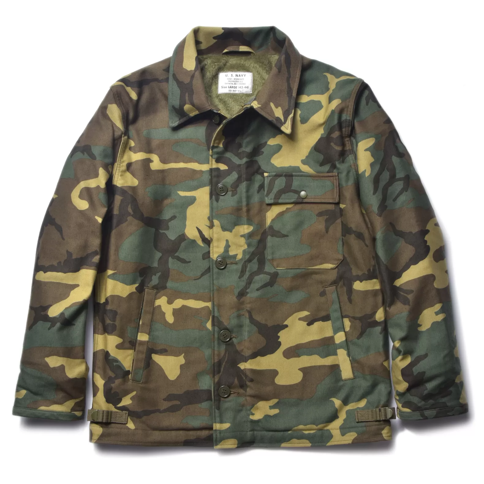 Military<The Real McCoy's A-2 DECK JACKET / WOODLAND CAMOUFLAGE GREEN