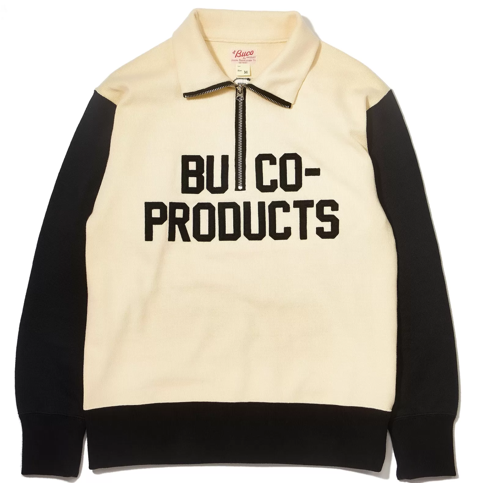 Sweatshirts<The Real McCoy's BUCO HALF-ZIP MOTORCYCLE JERSEY / BUCO-PRODUCT WHITE/BLACK