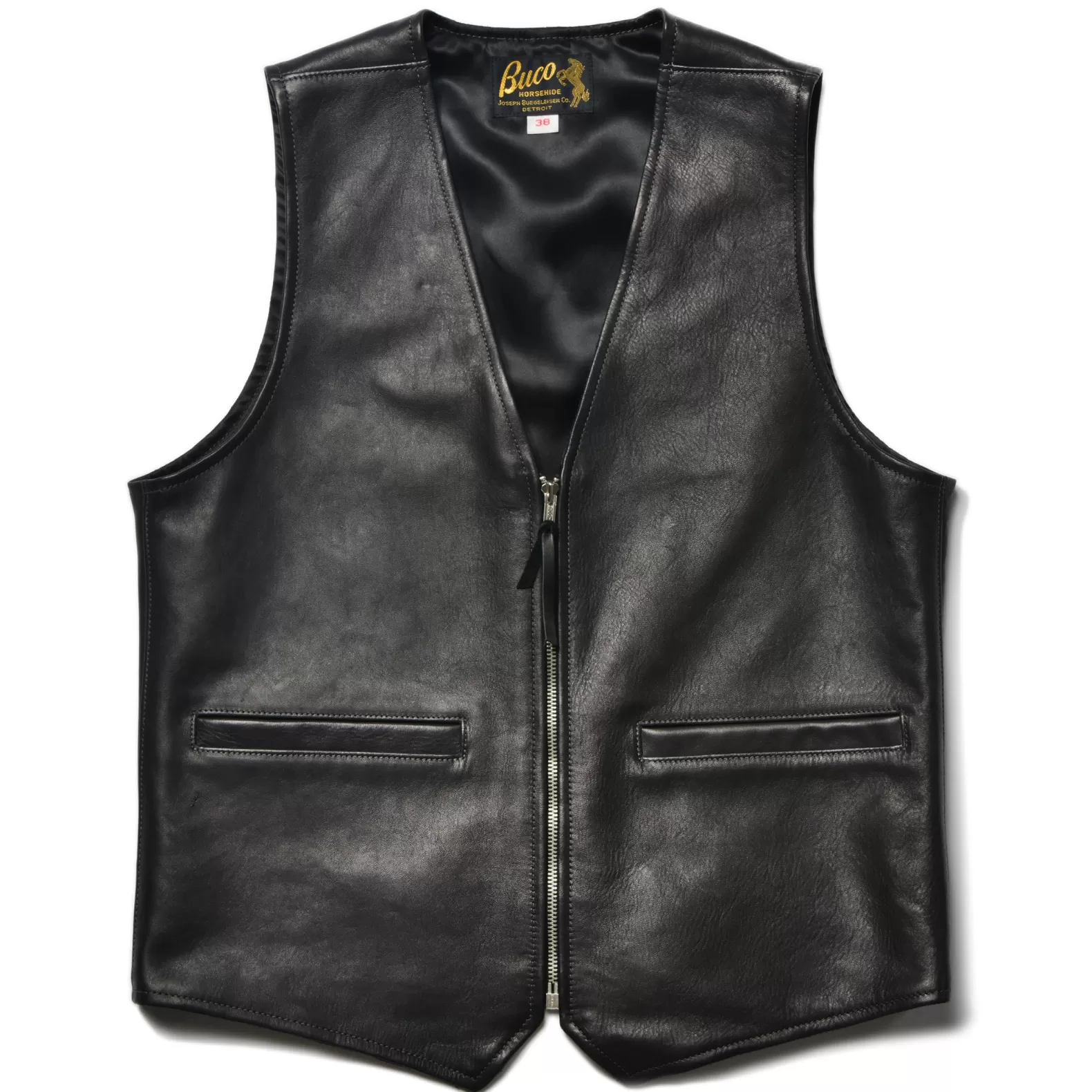 Vests | Leather<The Real McCoy's BUCO LEATHER VEST D.BLACK