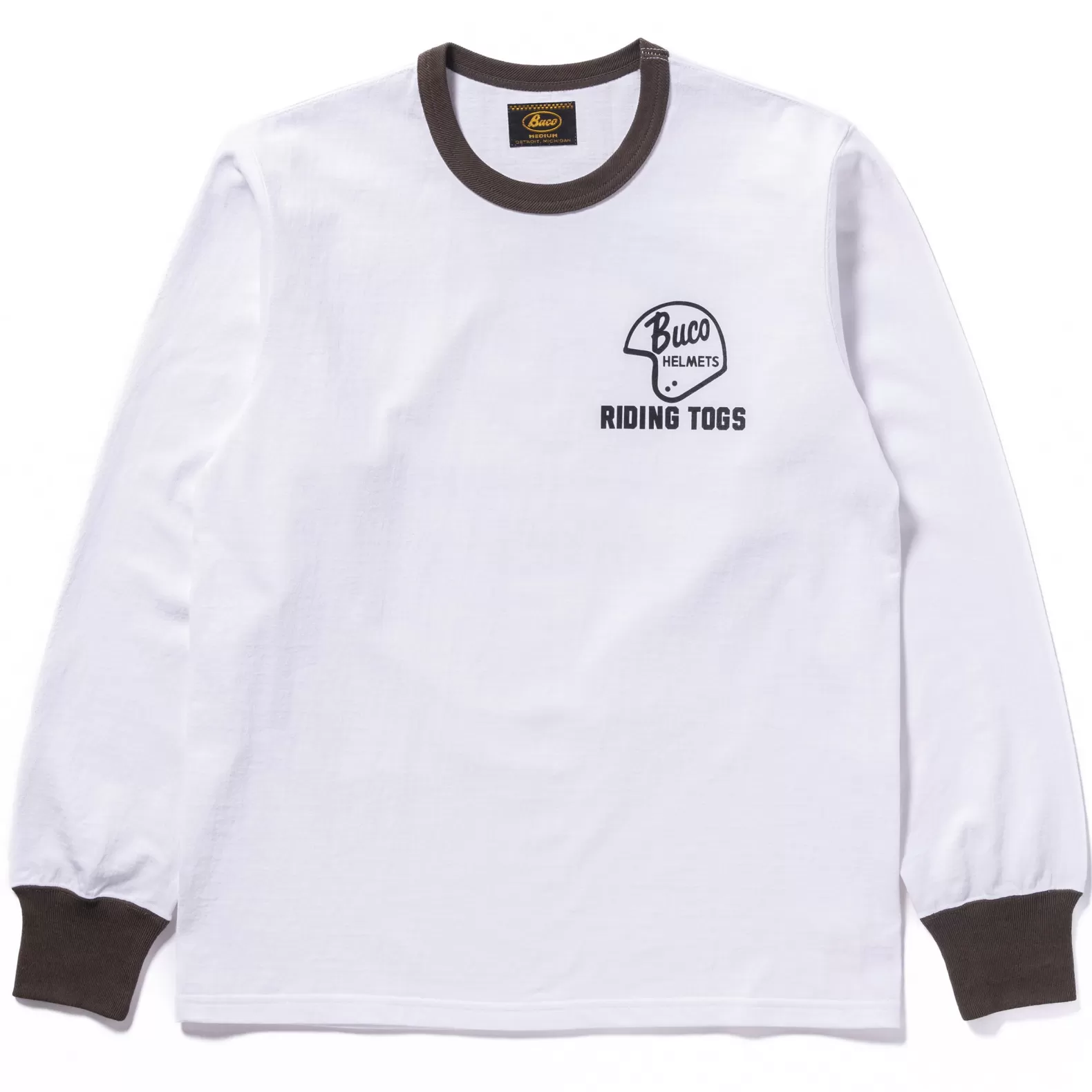 T-shirts<The Real McCoy's BUCO L/S TEE / RIDING TOGS WHITE/CHARCOAL