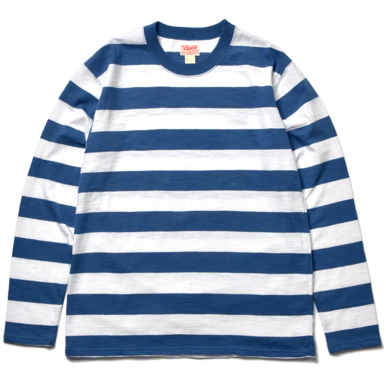 T-shirts<The Real McCoy's BUCO STRIPE TEE L/S WHITExBLUE