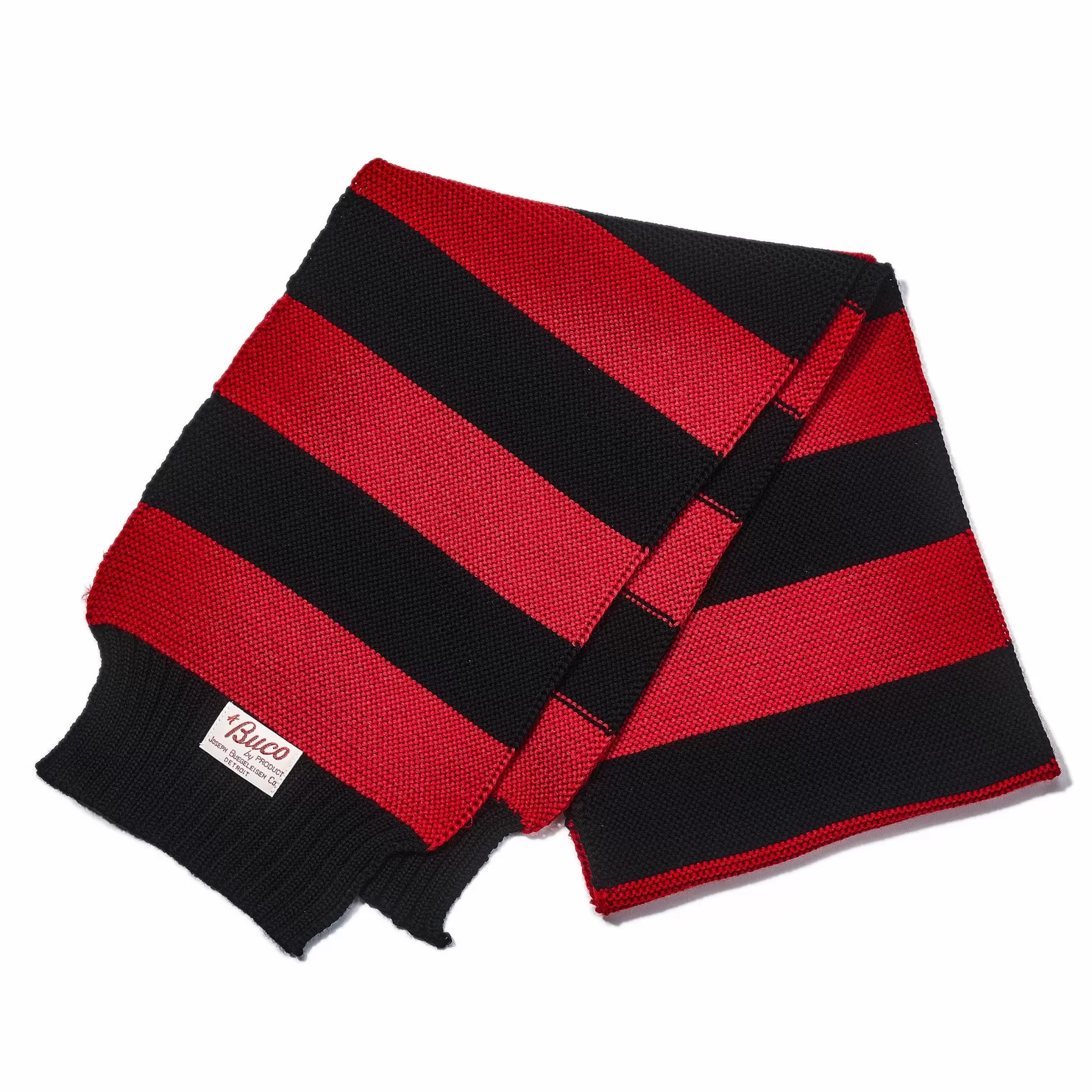 Scarves<The Real McCoy's BUCO STRIPED WOOL KNIT SCARF RED/BLACK