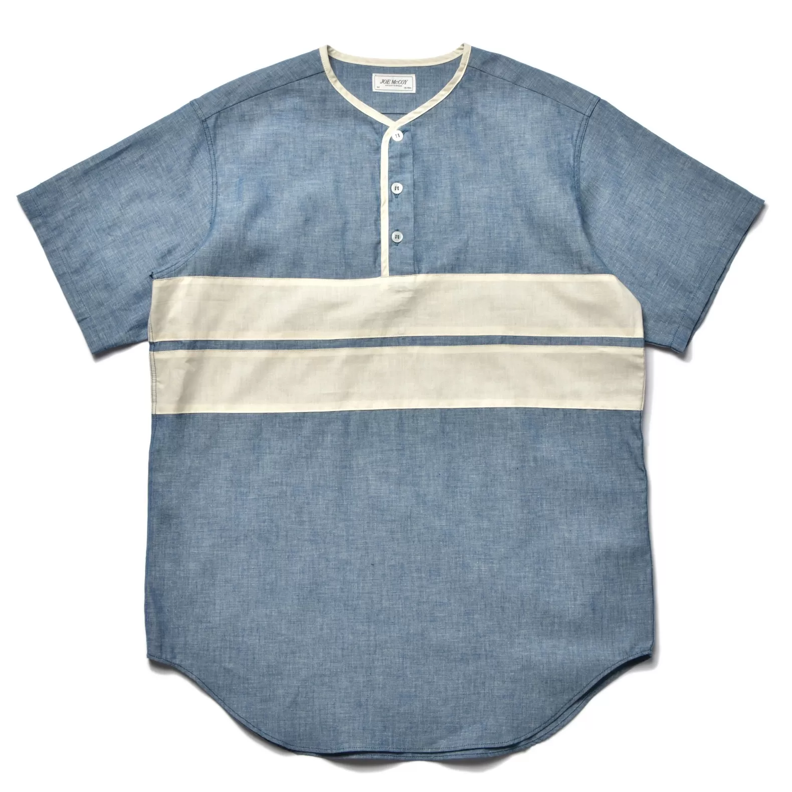 Shirts<The Real McCoy's CHAMBRAY PULLOVER STRIPE SUMMER SHIRT LIGHTBLUE