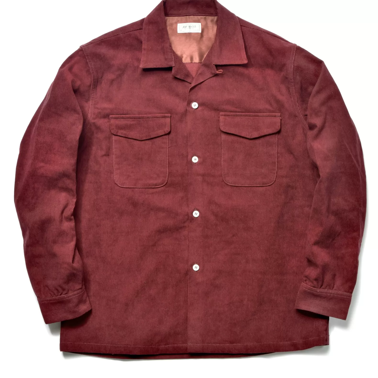 Shirts<The Real McCoy's CORDUROY OPEN COLLAR SHIRT BURGUNDY