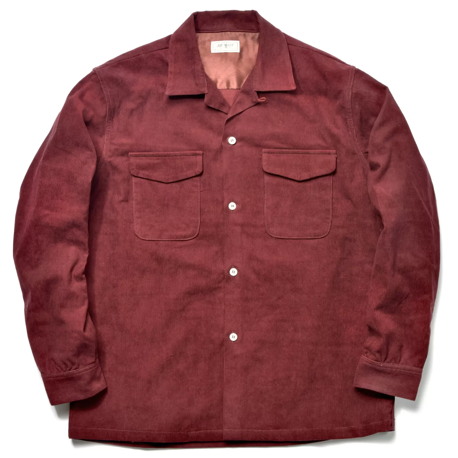 Shirts<The Real McCoy's CORDUROY OPEN COLLAR SHIRT BURGUNDY