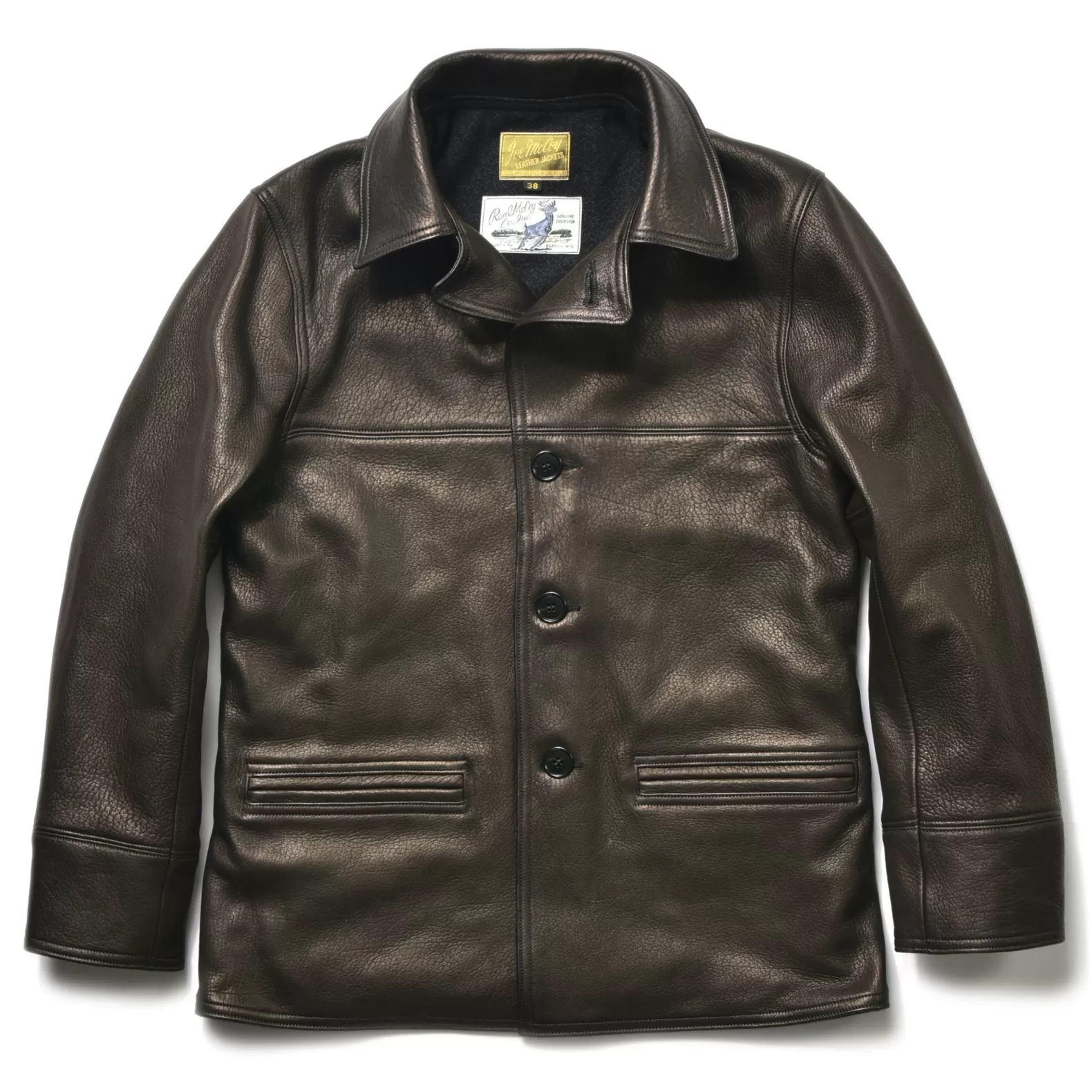 Leather<The Real McCoy's DEERSKIN CAR COAT BLACK