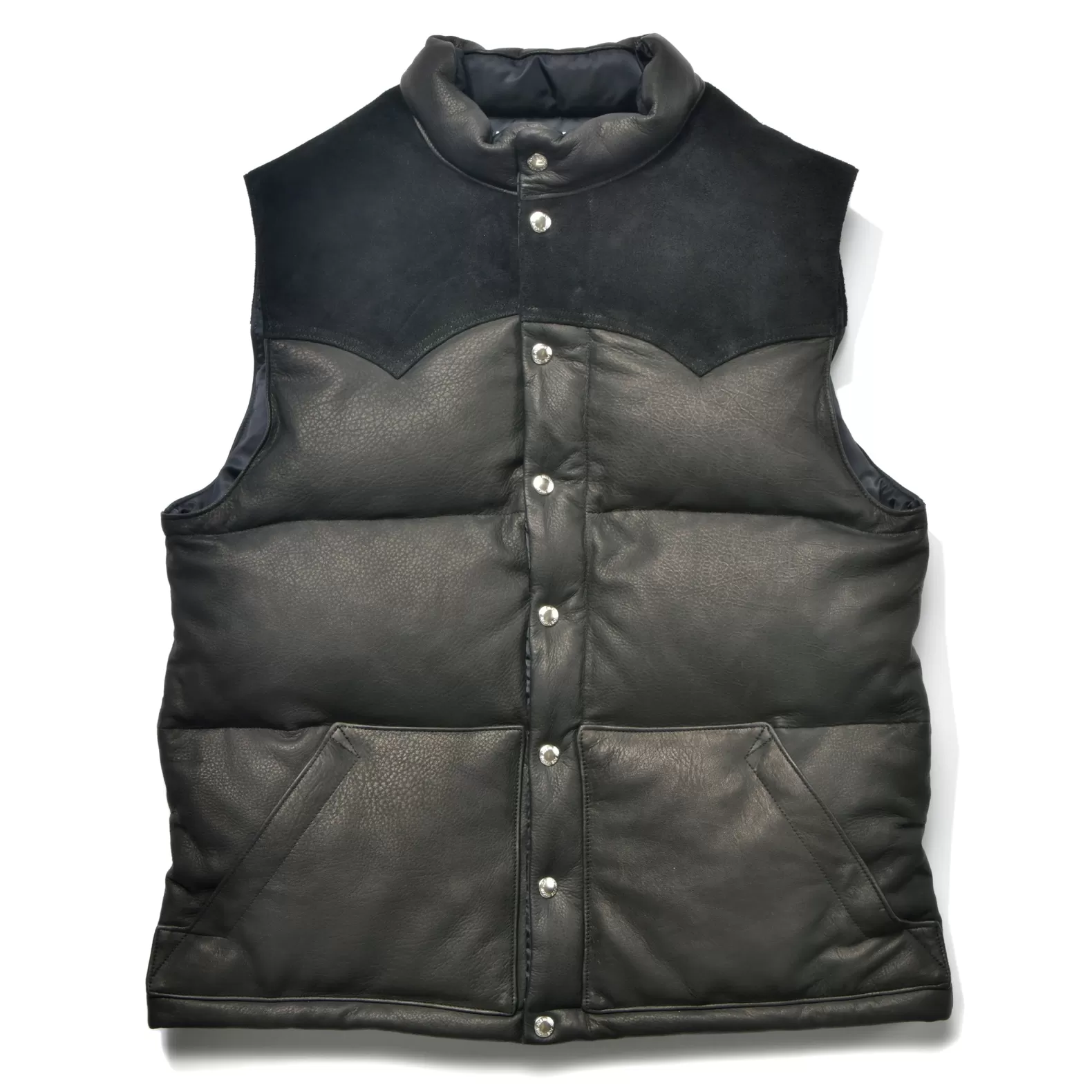 Vests | Leather<The Real McCoy's DEERSKIN DOWN VEST BLACK