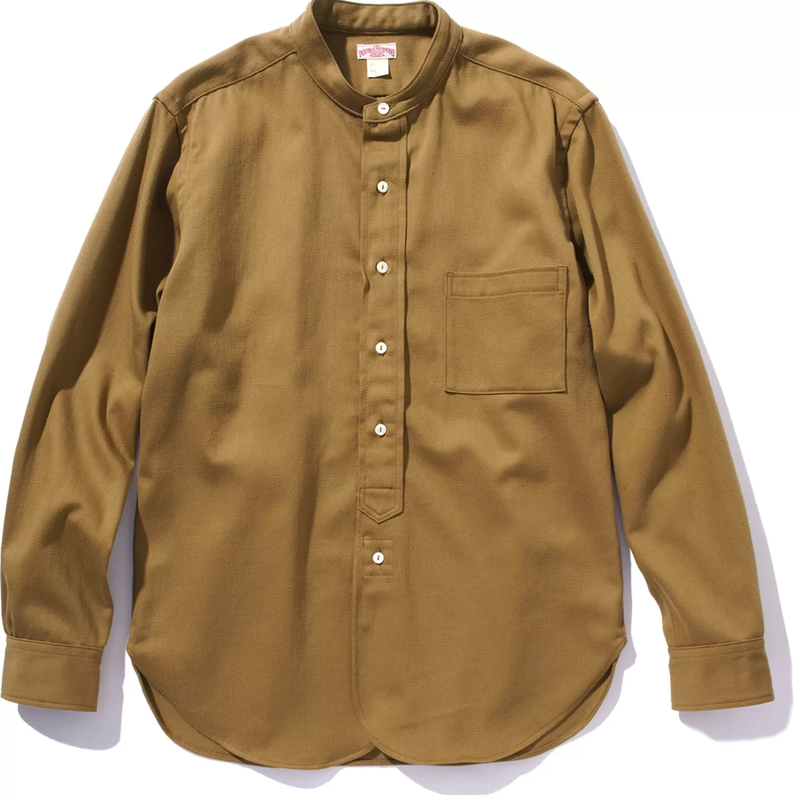 Shirts<The Real McCoy's DOUBLE DIAMOND BAND COLLAR SATEEN SHIRT KHAKI