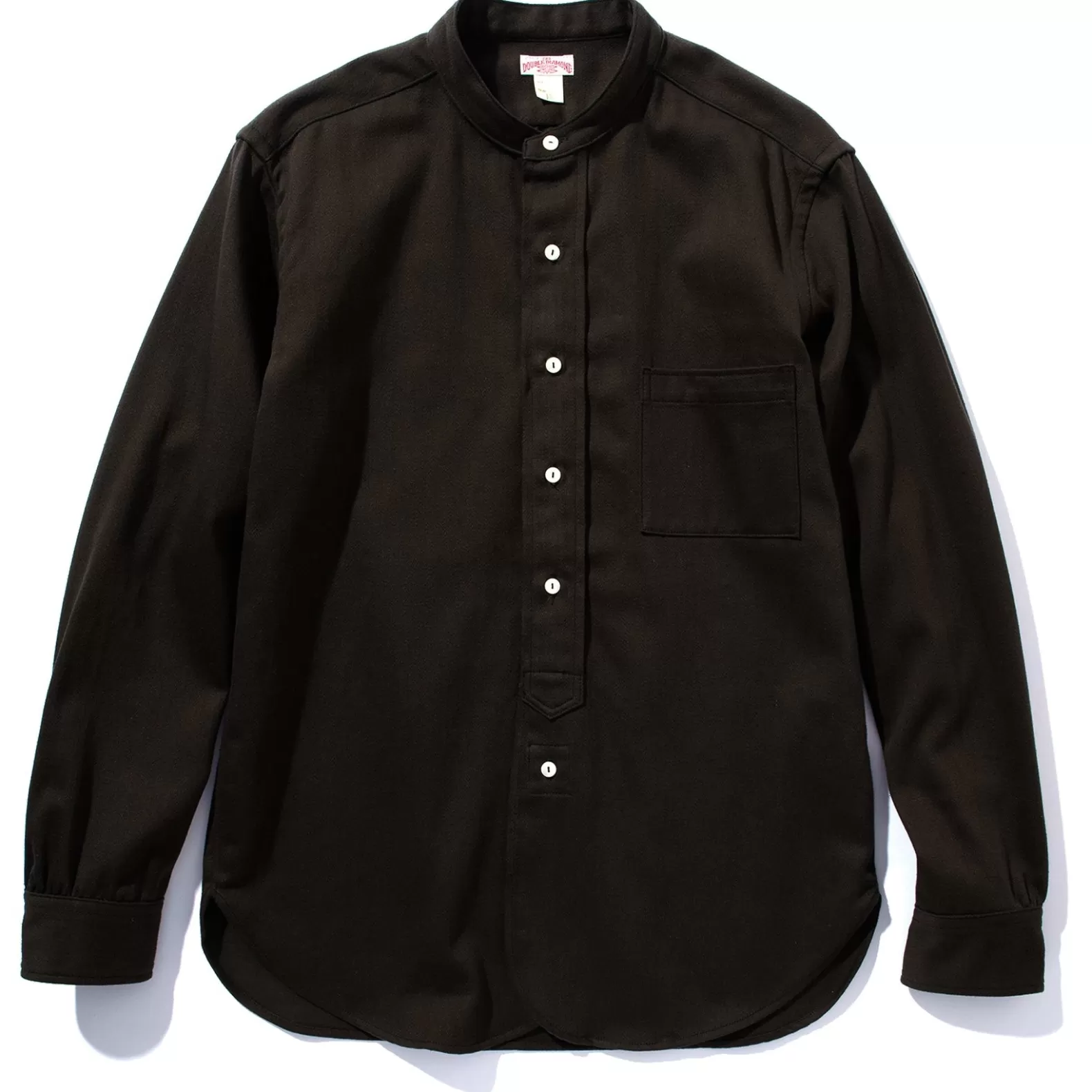 Shirts<The Real McCoy's DOUBLE DIAMOND BAND COLLAR SATEEN SHIRT BLACK