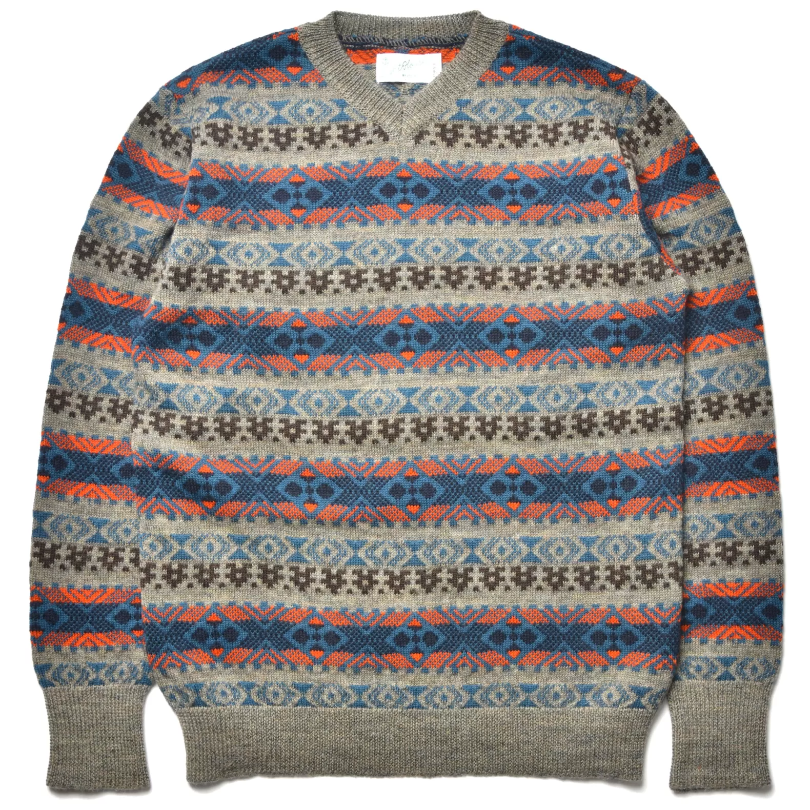 Knitwear<The Real McCoy's FAIR ISLE CREW NECK SWEATER GRAY