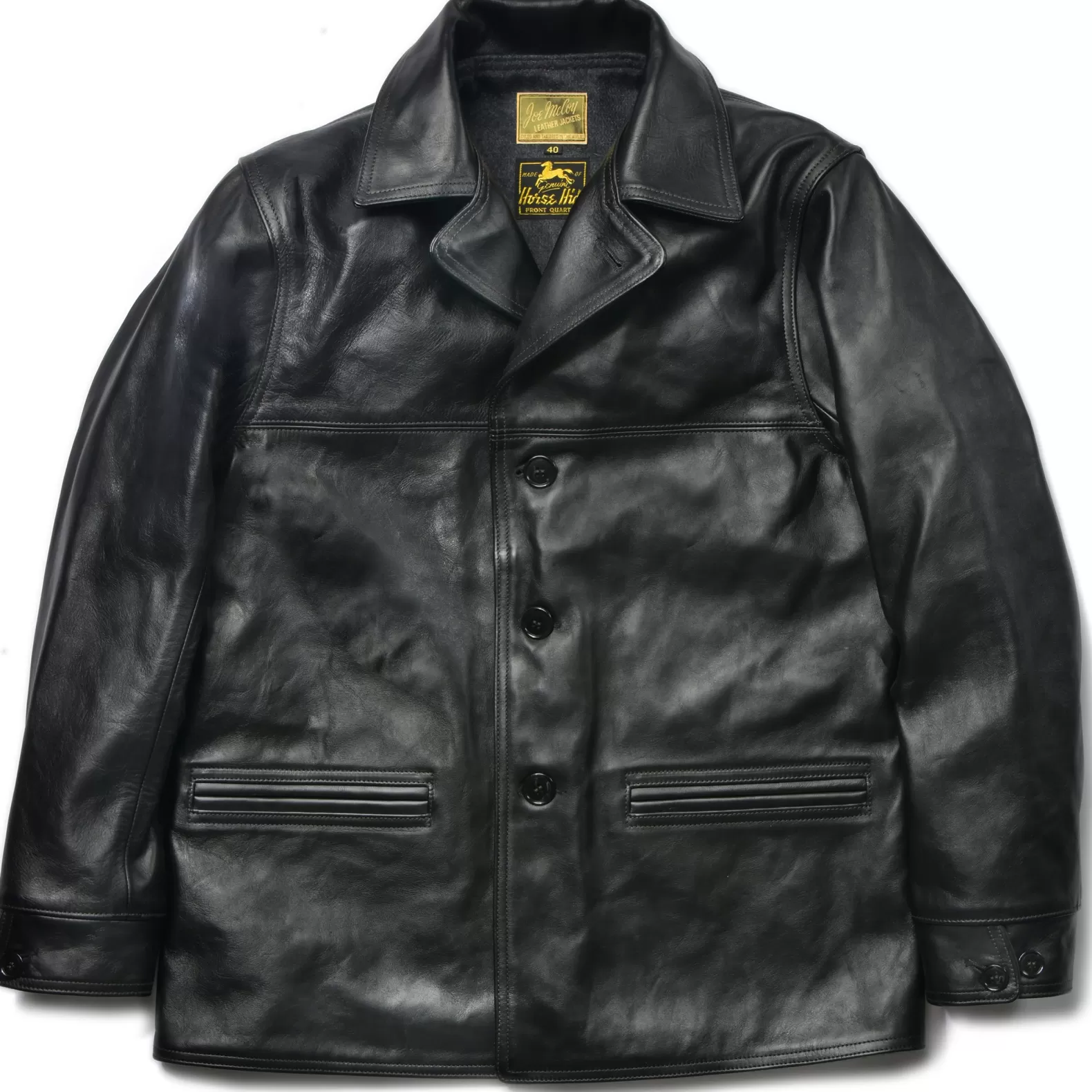 Leather<The Real McCoy's HORSEHIDE CAR COAT D.BLACK