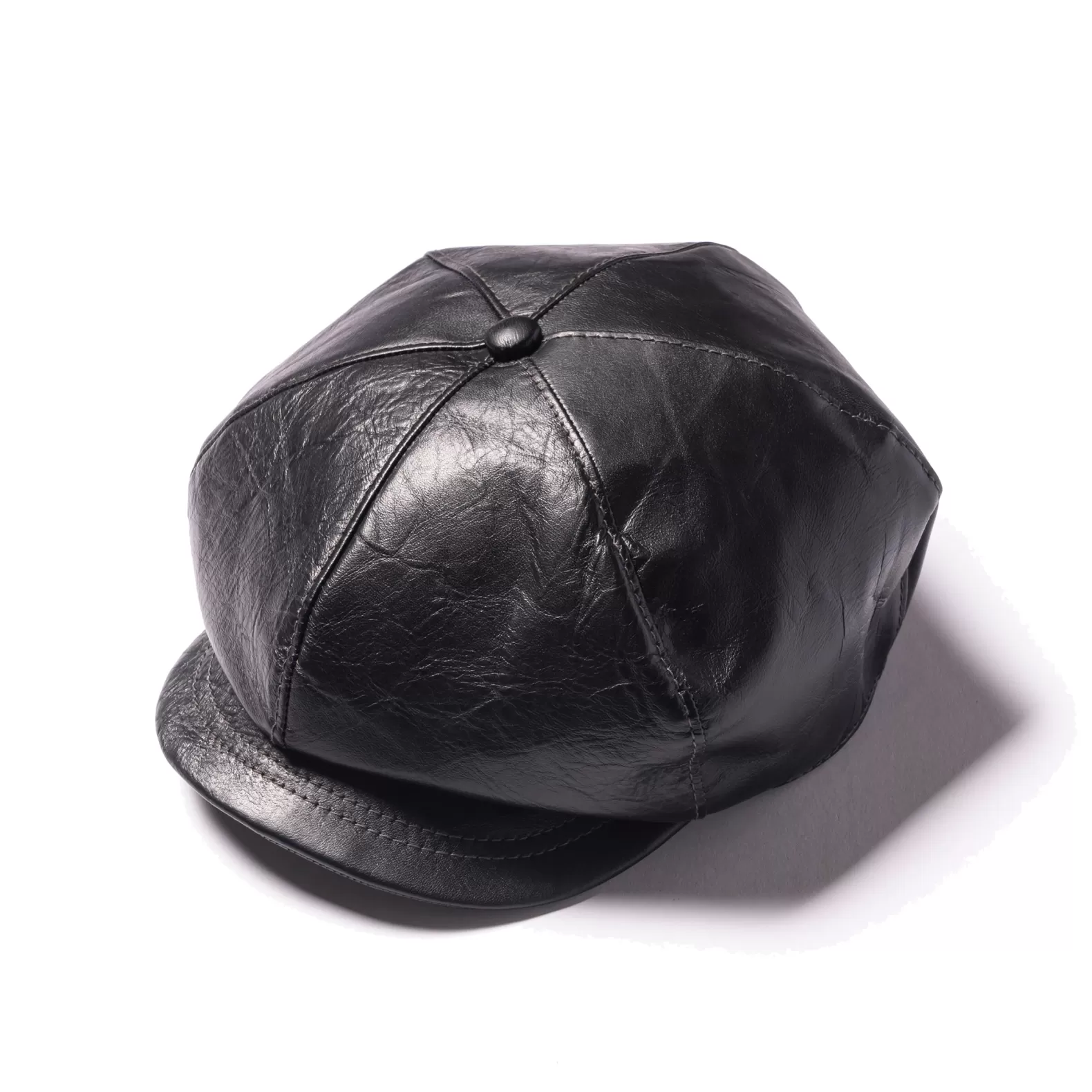 Hats<The Real McCoy's HORSEHIDE NEWSBOY CAP BLACK