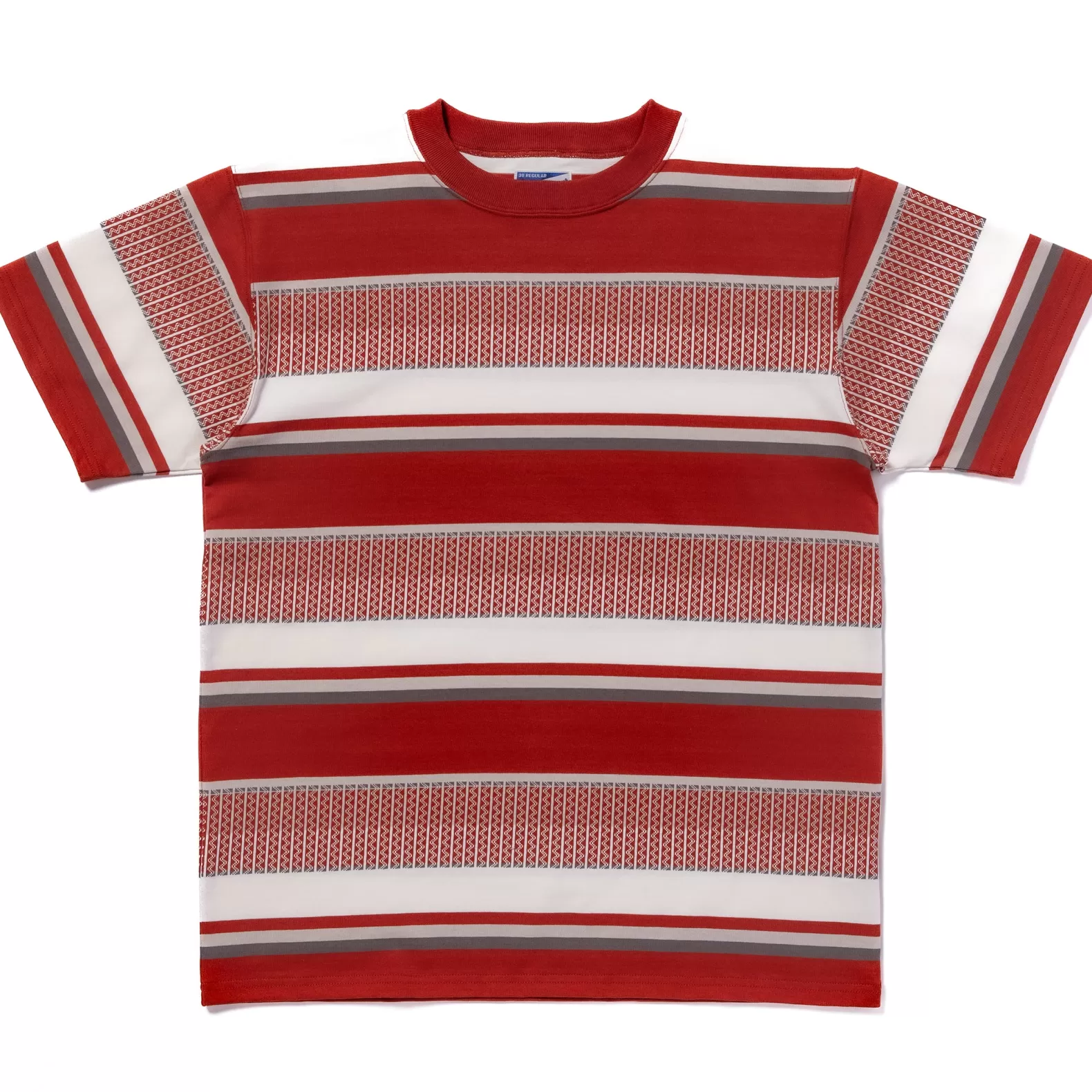 T-shirts<The Real McCoy's JACQUARD KNIT STRIPE TEE RED