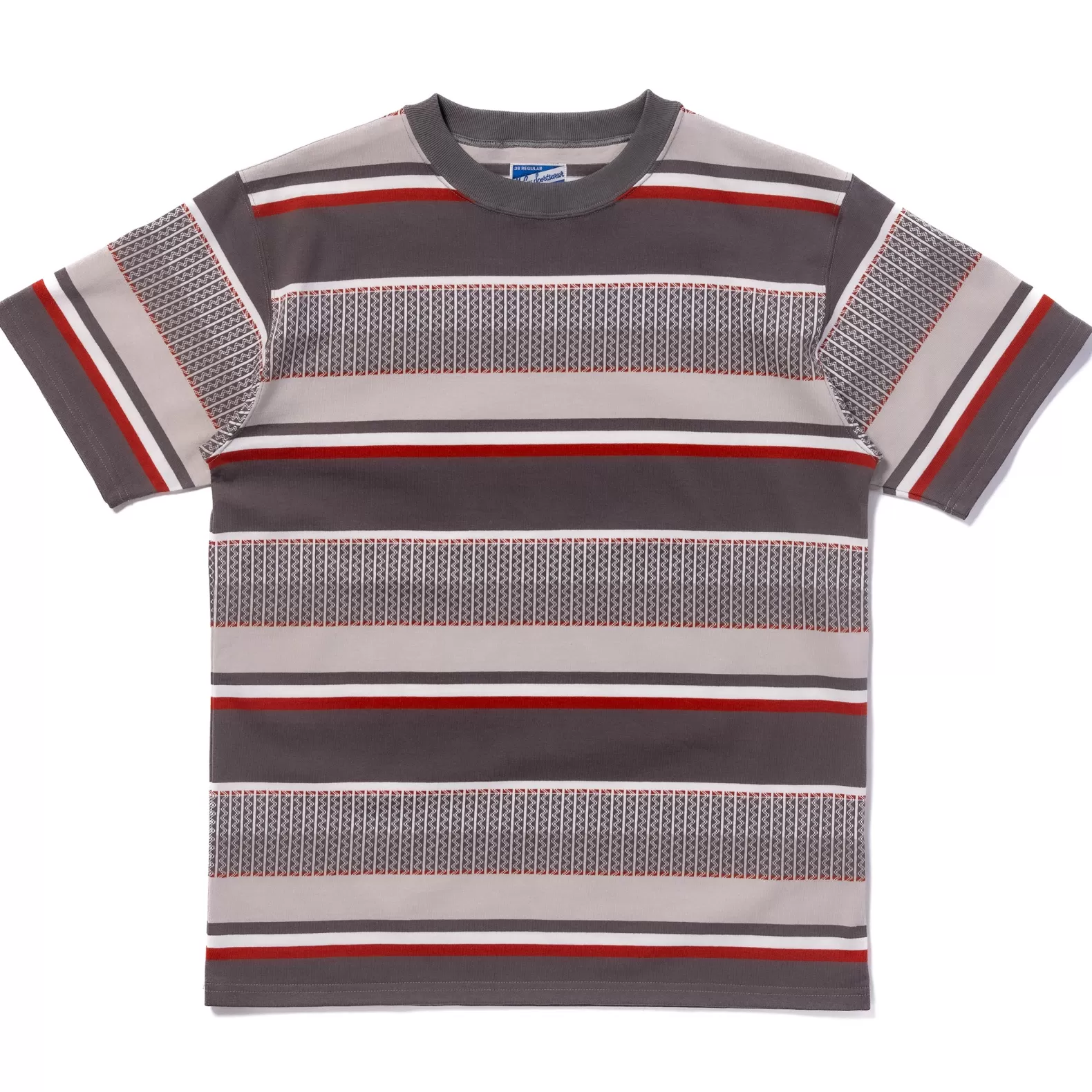 T-shirts<The Real McCoy's JACQUARD KNIT STRIPE TEE GRAY