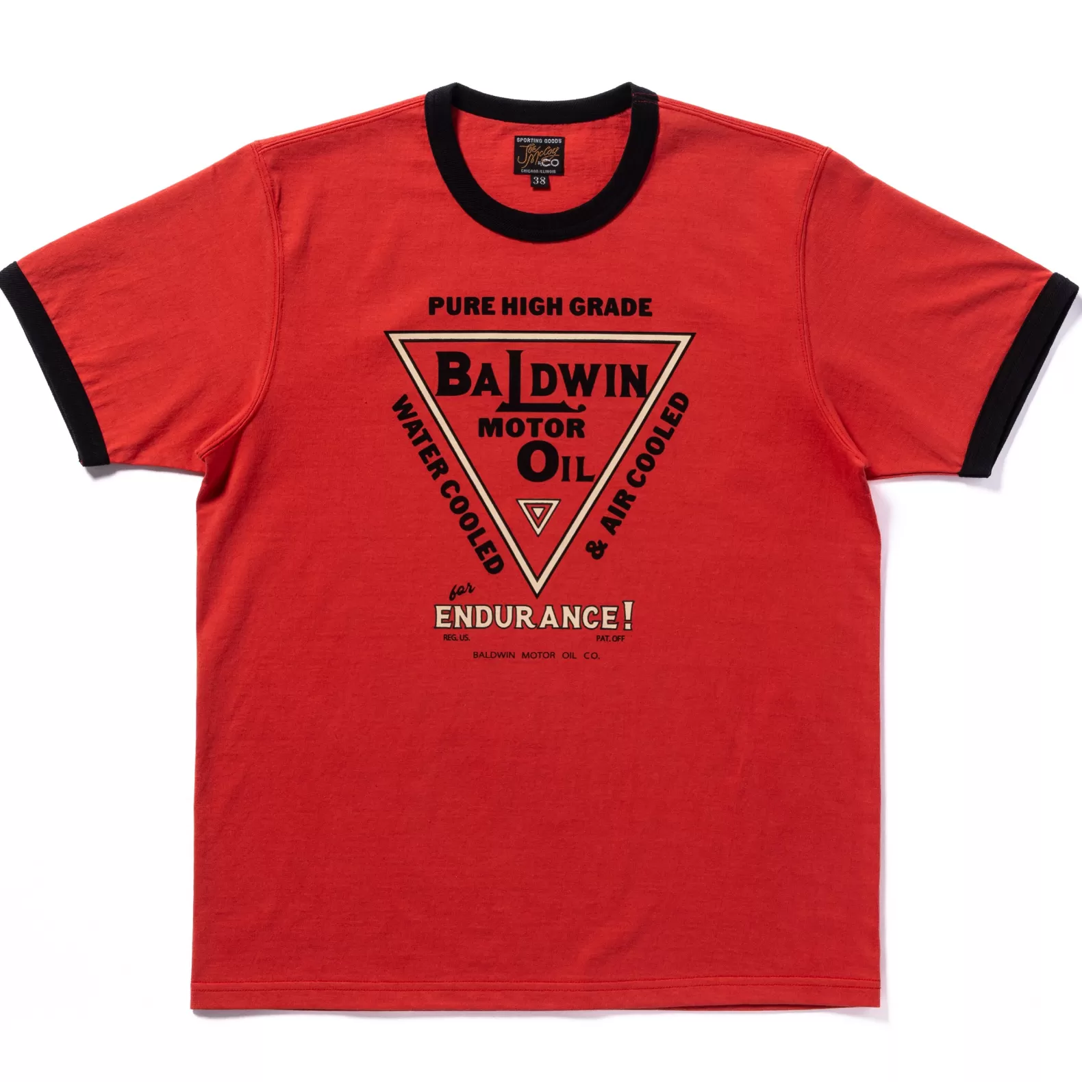 T-shirts<The Real McCoy's JOE MCCOY TEE / BALDWIN MOTOR OIL SCARLET/BLACK