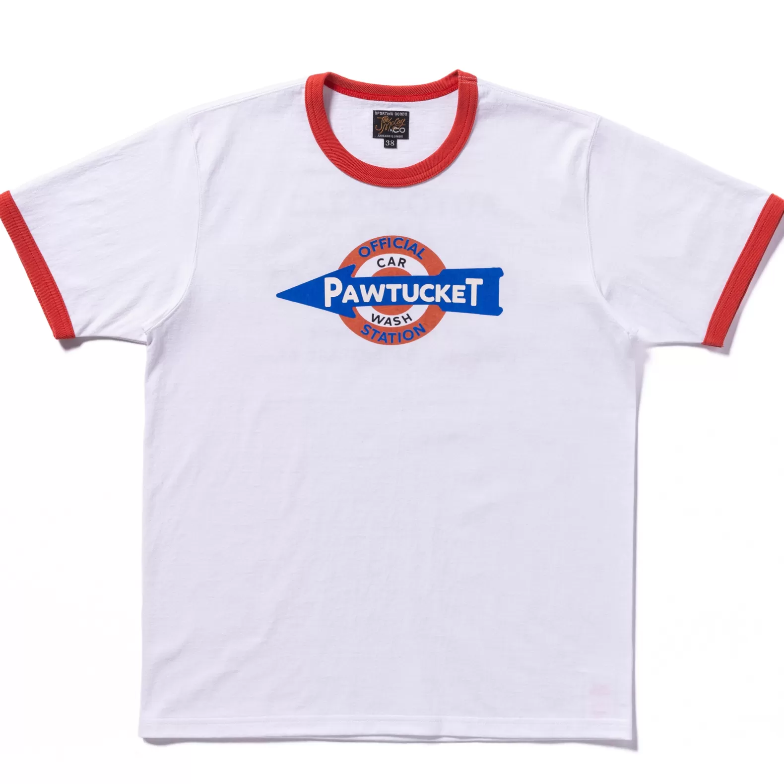 T-shirts<The Real McCoy's JOE MCCOY TEE / PAWTUCKET CAR WASH WHITE/SCARLET