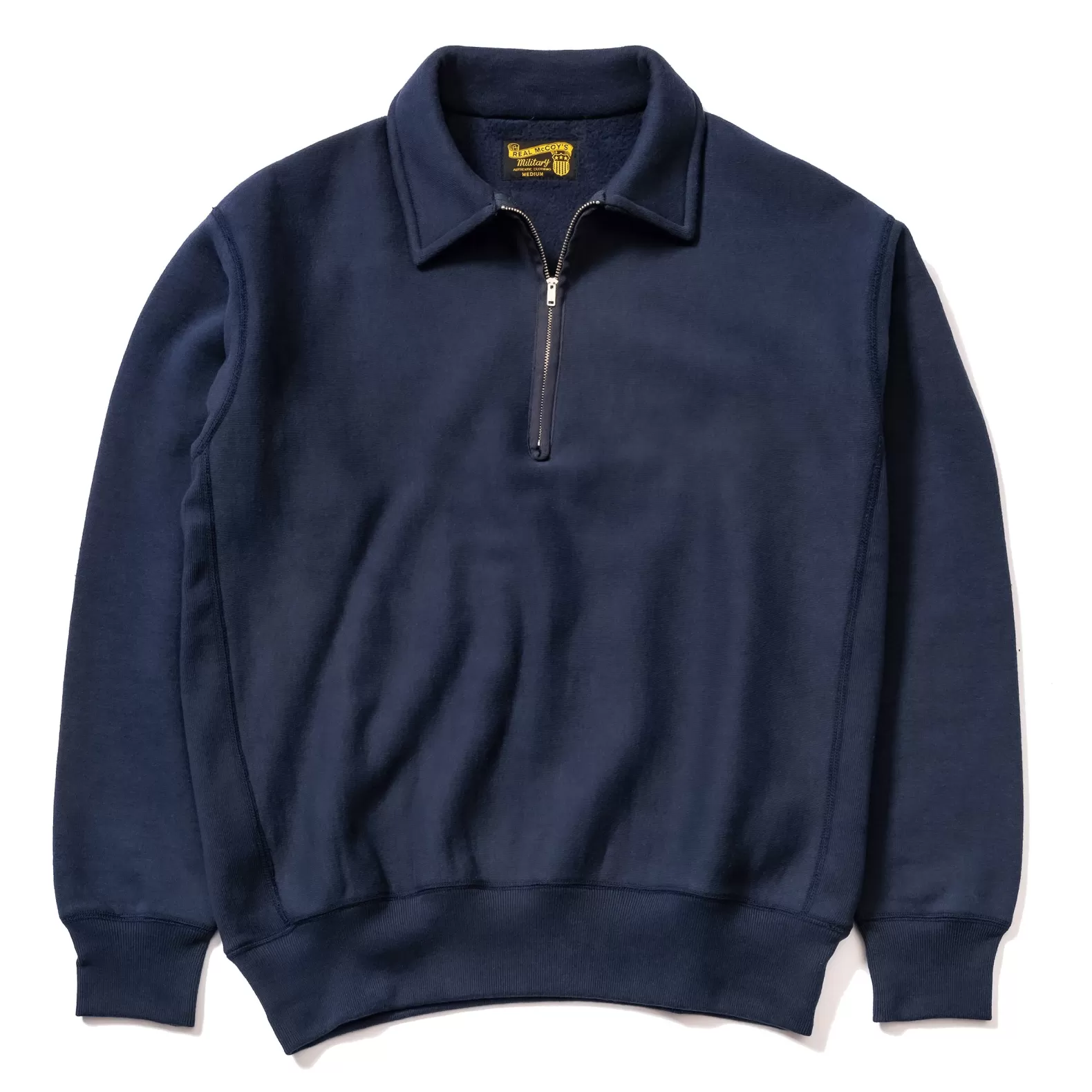 Sweatshirts<The Real McCoy's MILITARY 1/4 ZIP SWEATSHIRT / PLAIN NAVY