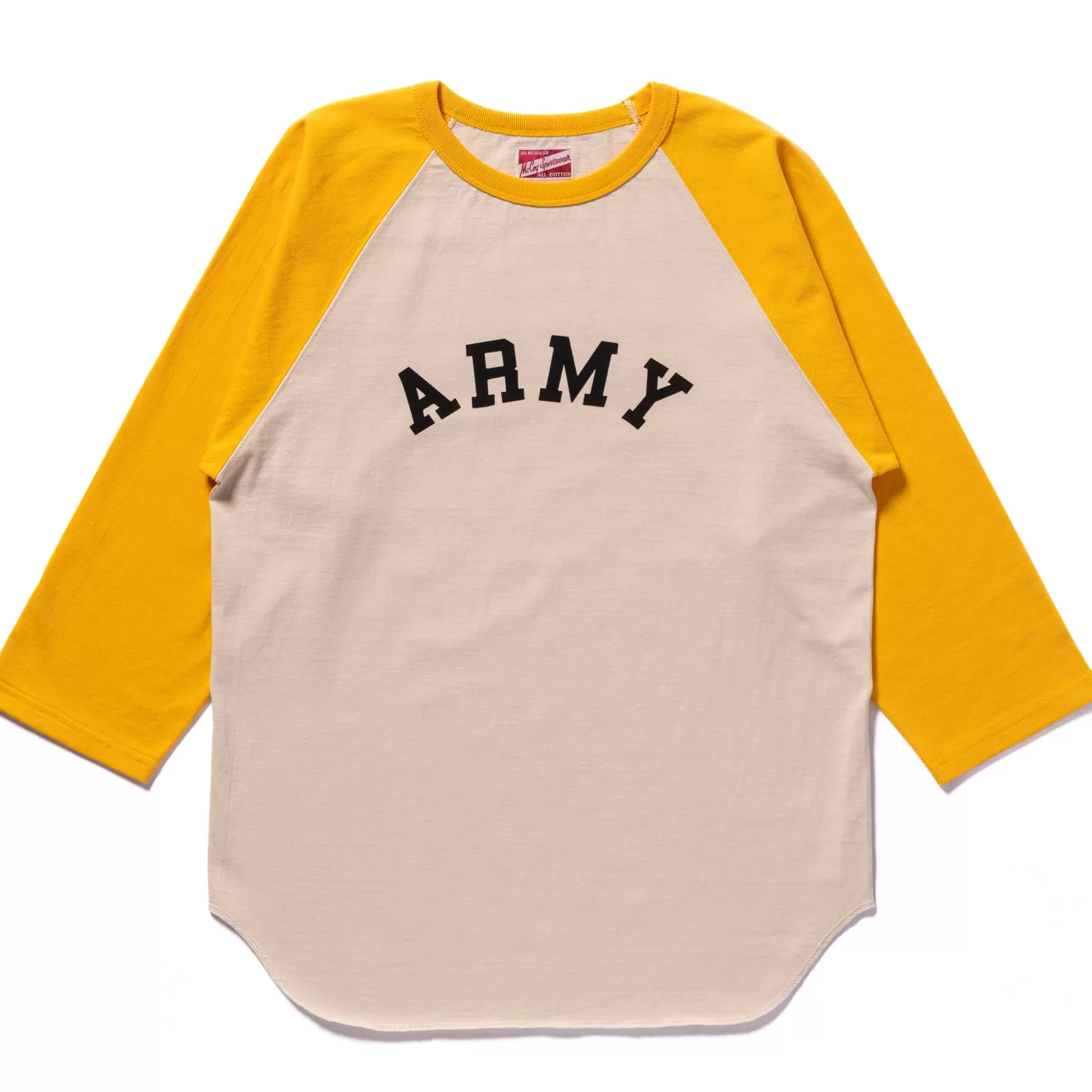 T-shirts<The Real McCoy's MILITARY BASEBALL TEE / ARMY ECRU/YELLOW