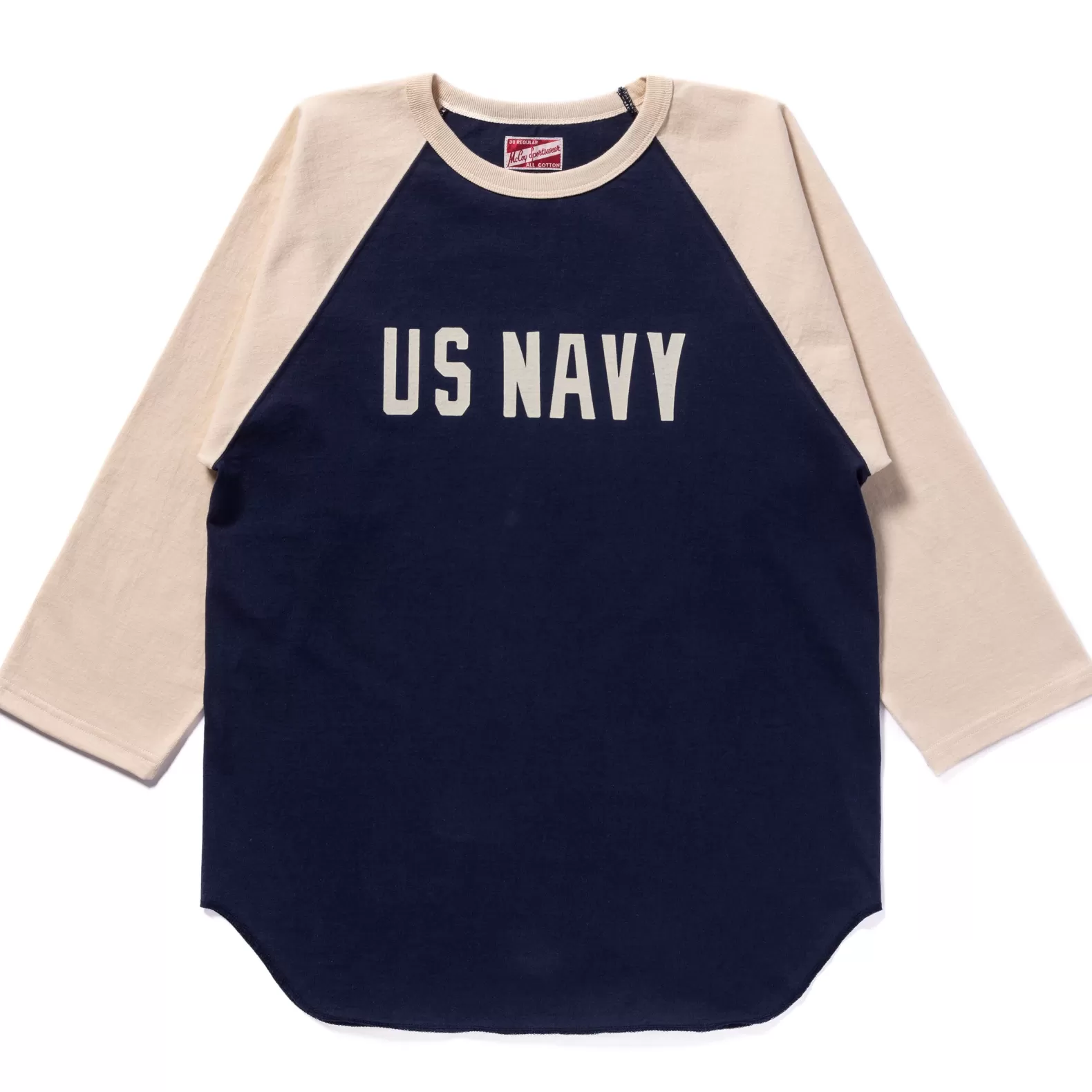 T-shirts<The Real McCoy's MILITARY BASEBALL TEE / NAVY NAVY/ECRU