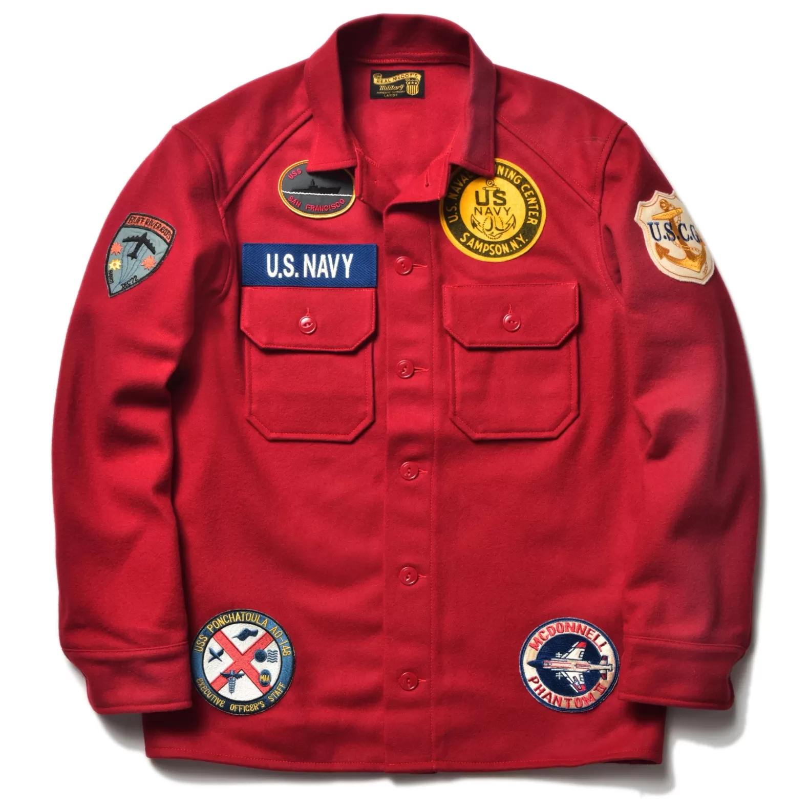 Shirts<The Real McCoy's MILITARY SOUVENIR WOOL SHIRT / U.S. NAVY RED