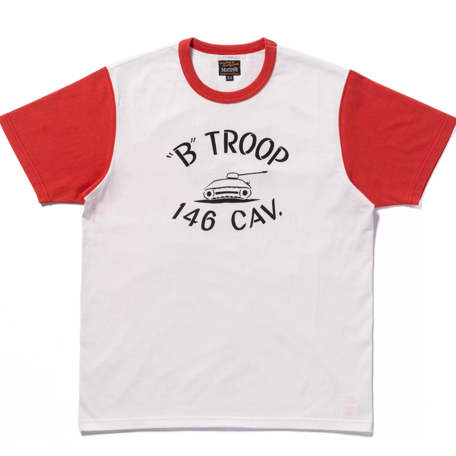 T-shirts<The Real McCoy's MILITARY TEE / “B” TROOP MILK/SCARLET