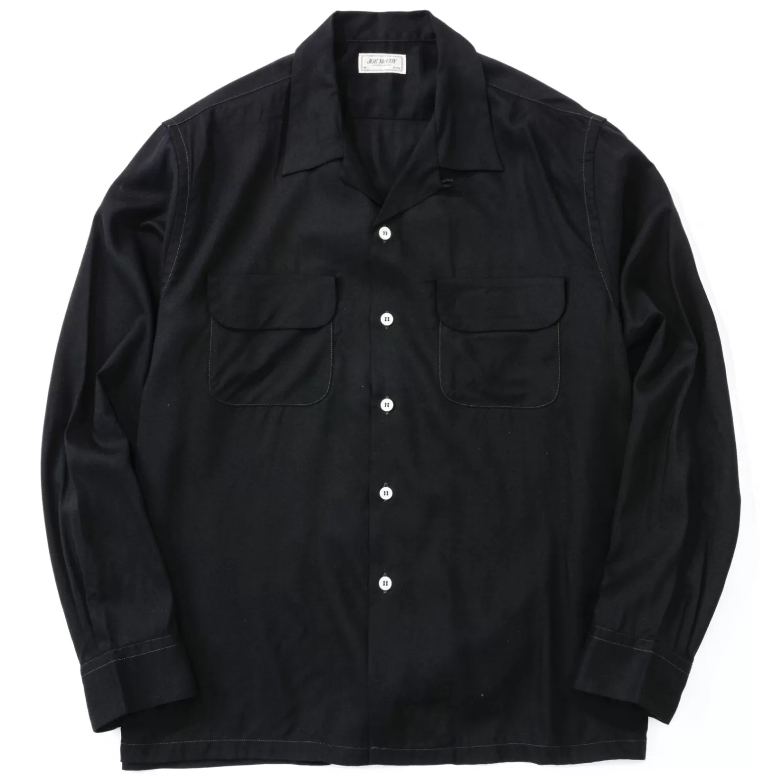 Shirts<The Real McCoy's OPEN COLLAR RAYON SHIRT BLACK