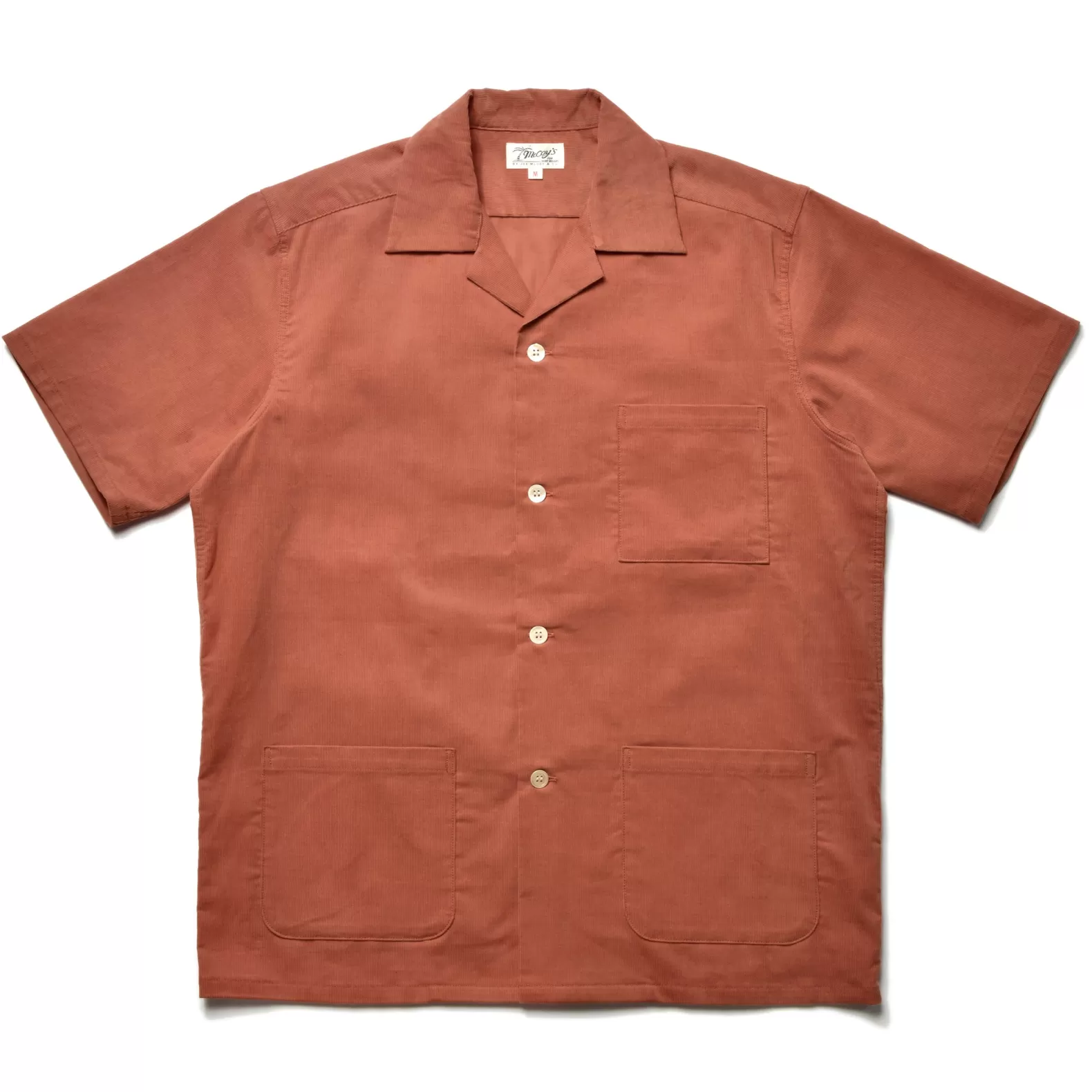 Shirts<The Real McCoy's OPEN COLLAR RESORT S/S SHIRT / SUMMER CORDUROY SALMON