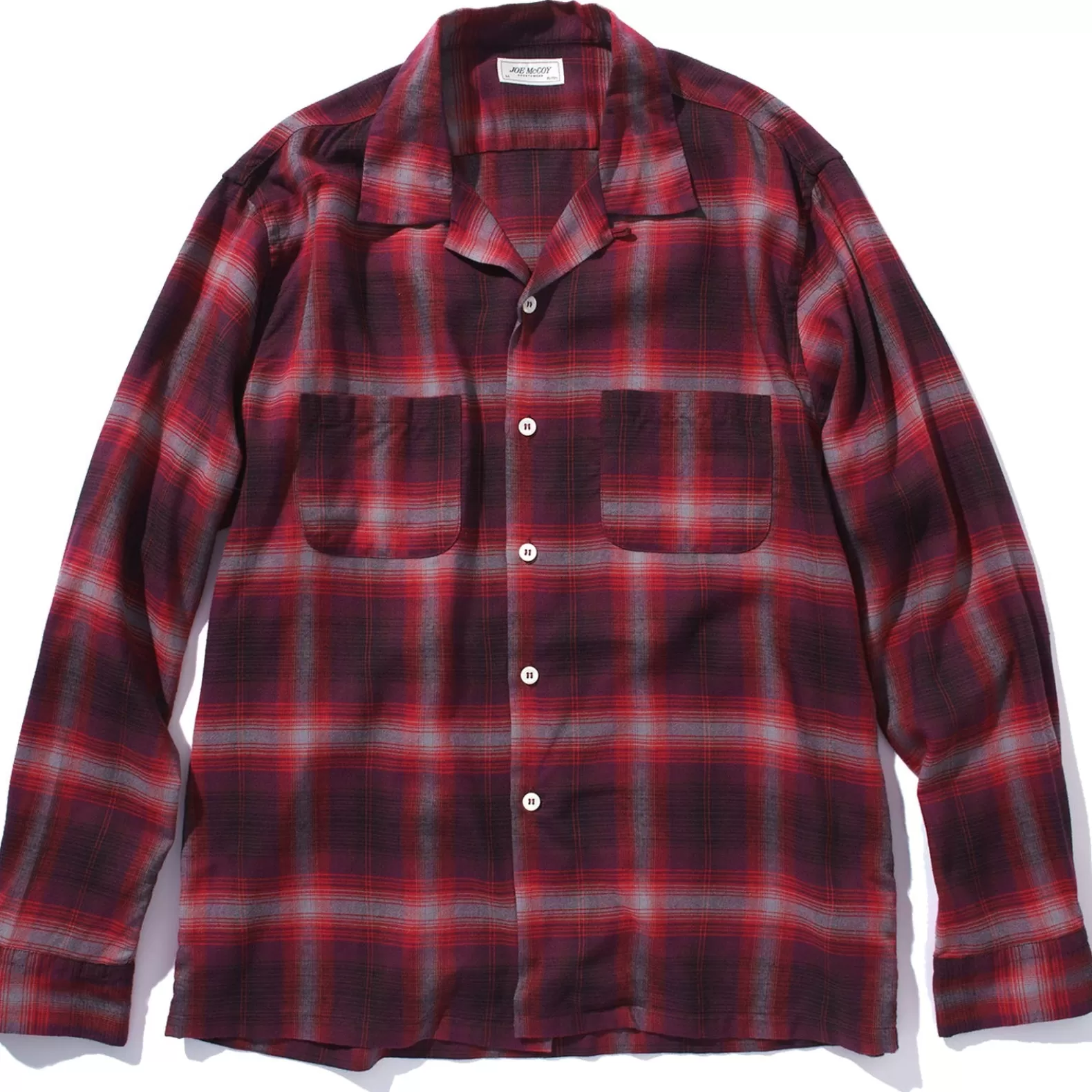 Shirts<The Real McCoy's SHADOW CHECK RAYON SHIRT CRIMSON