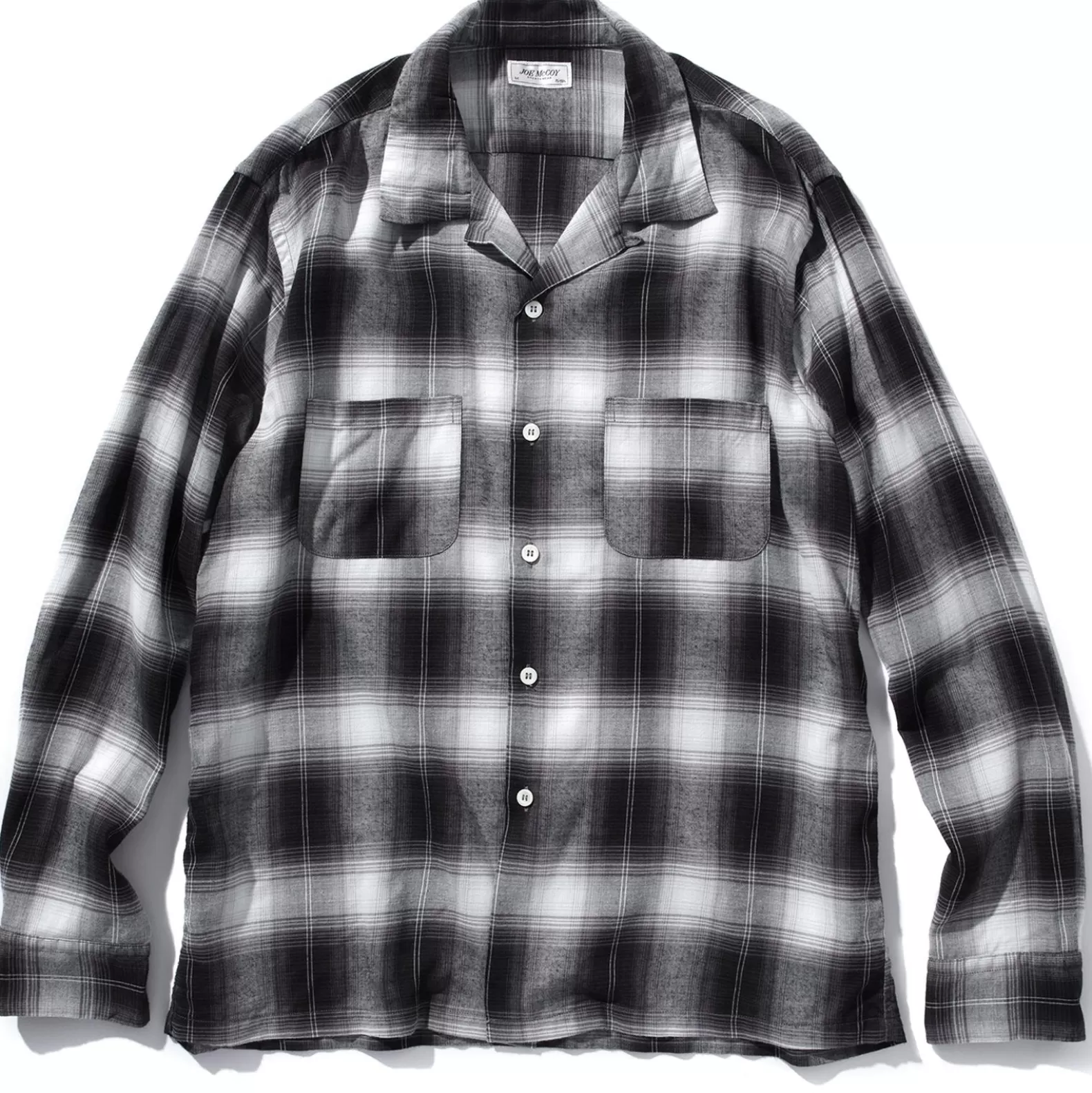 Shirts<The Real McCoy's SHADOW CHECK RAYON SHIRT SILVERGREY