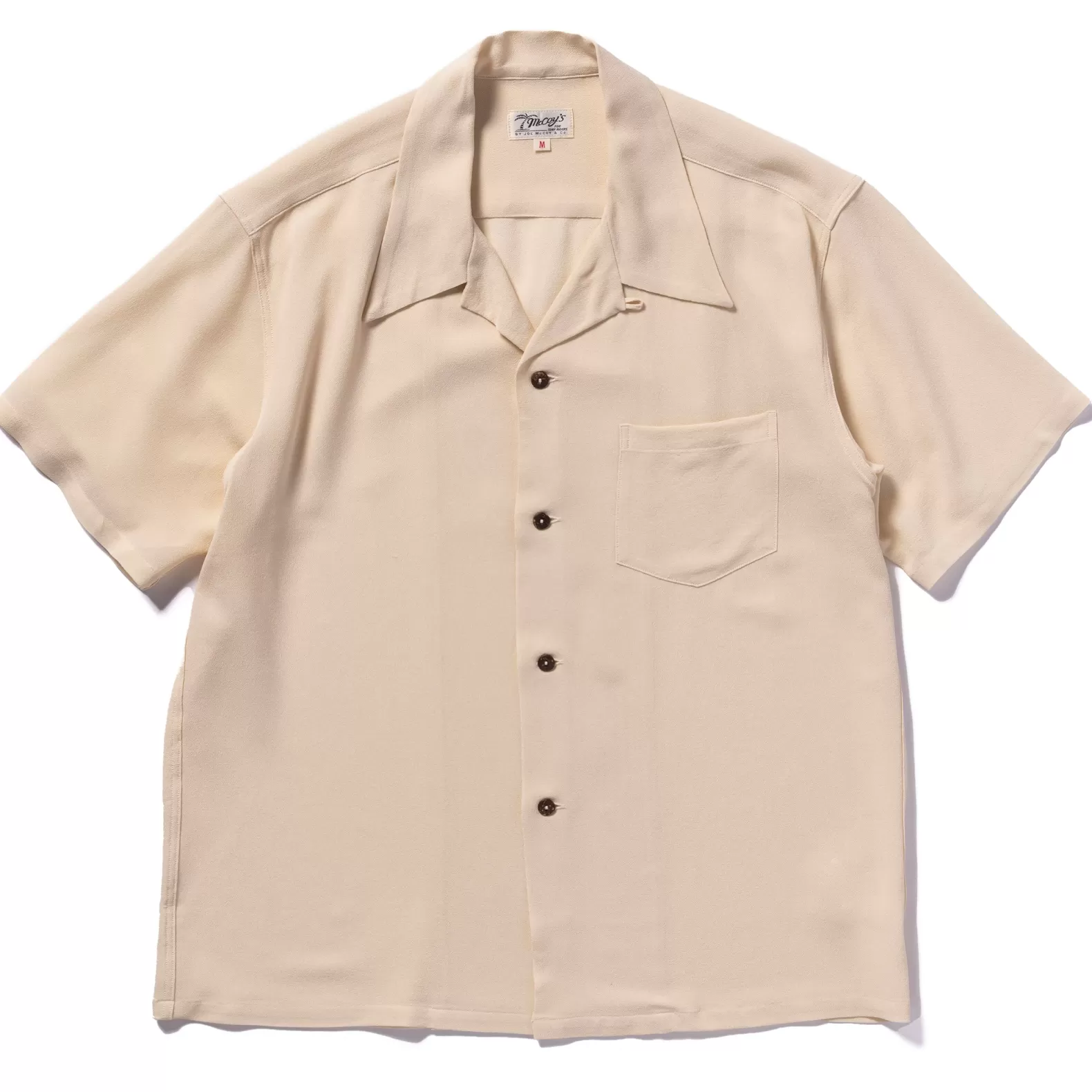 Shirts<The Real McCoy's SILK RAYON OPEN COLLAR SHIRT ECRU