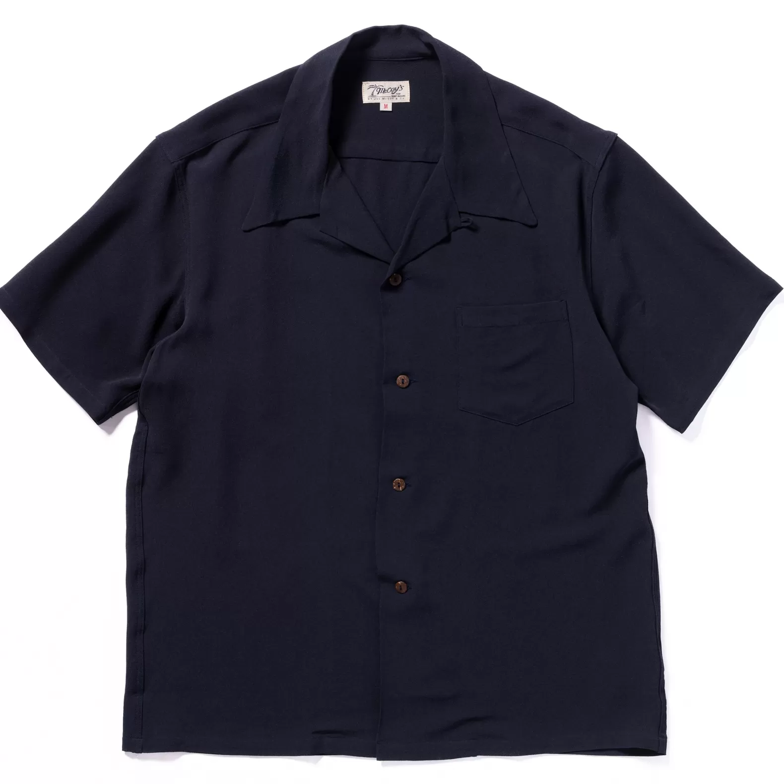 Shirts<The Real McCoy's SILK RAYON OPEN COLLAR SHIRT NAVY