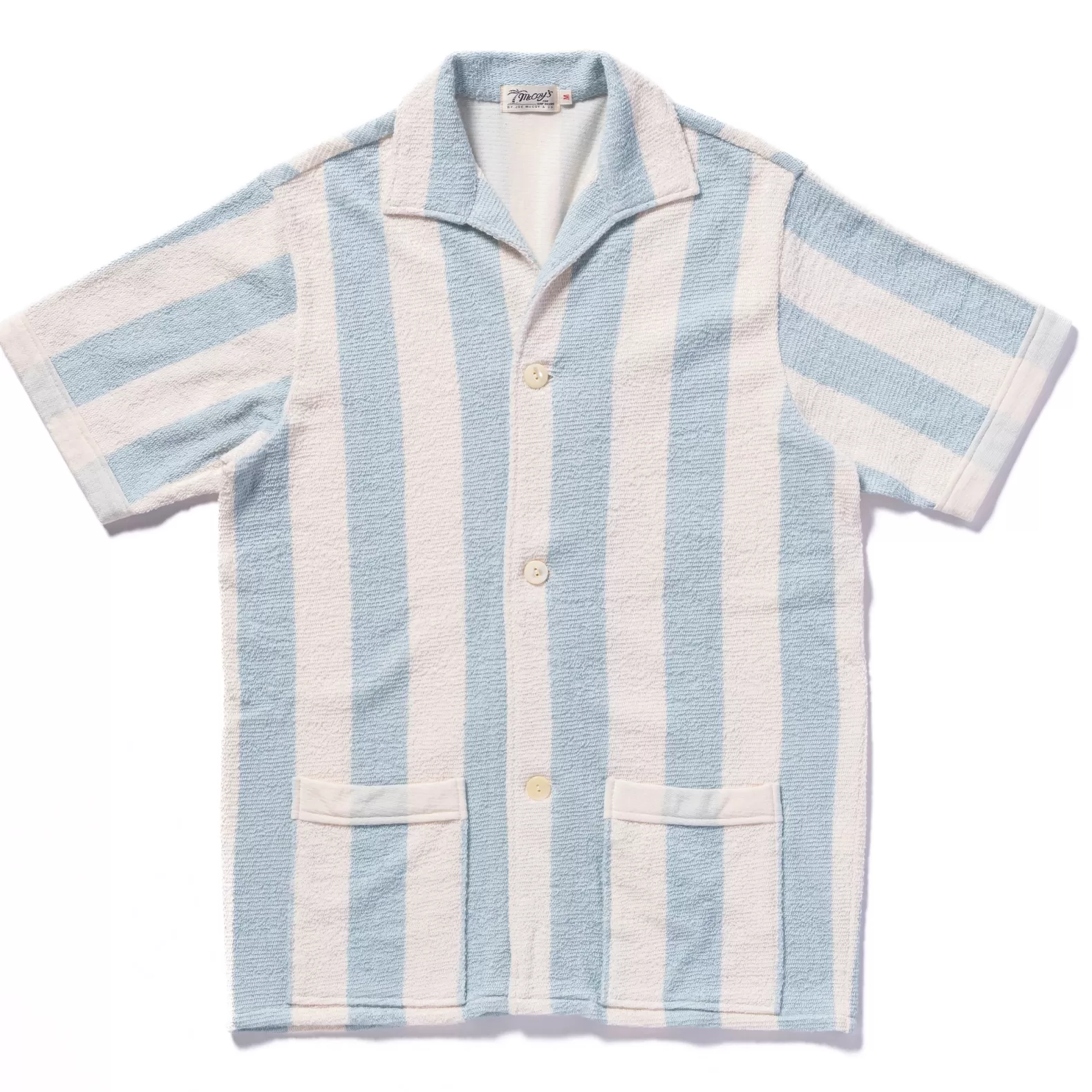 Knitwear<The Real McCoy's STRIPE COTTON PILE BEACH SHIRT LIGHTBLUE