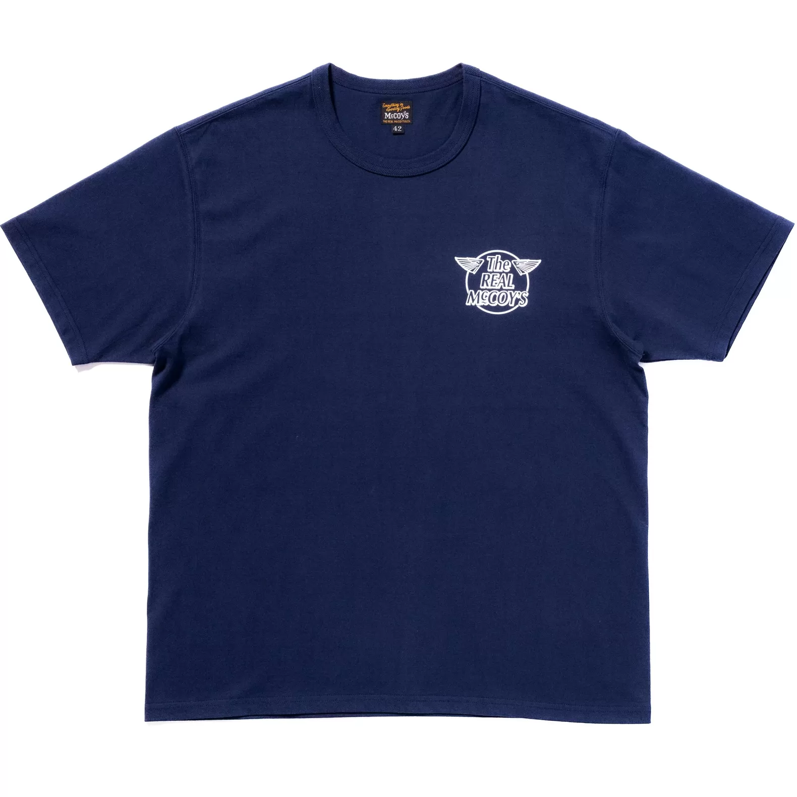 T-shirts<The Real McCoy's LOGO TEE S/S ‘WHITE LOGO’ NAVY