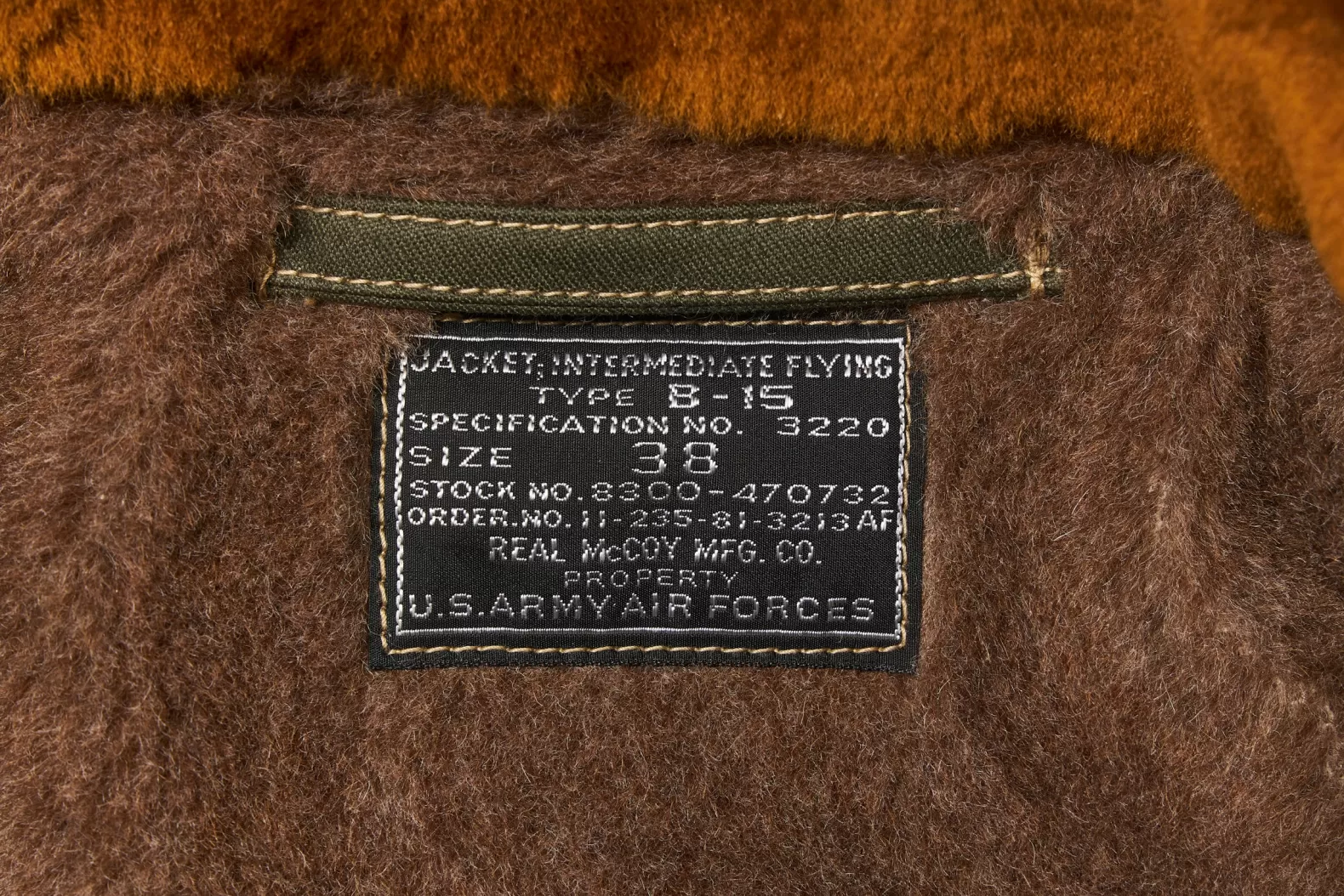Military<The Real McCoy's TYPE B-15 REAL McCOY MFG. CO. OLIVE