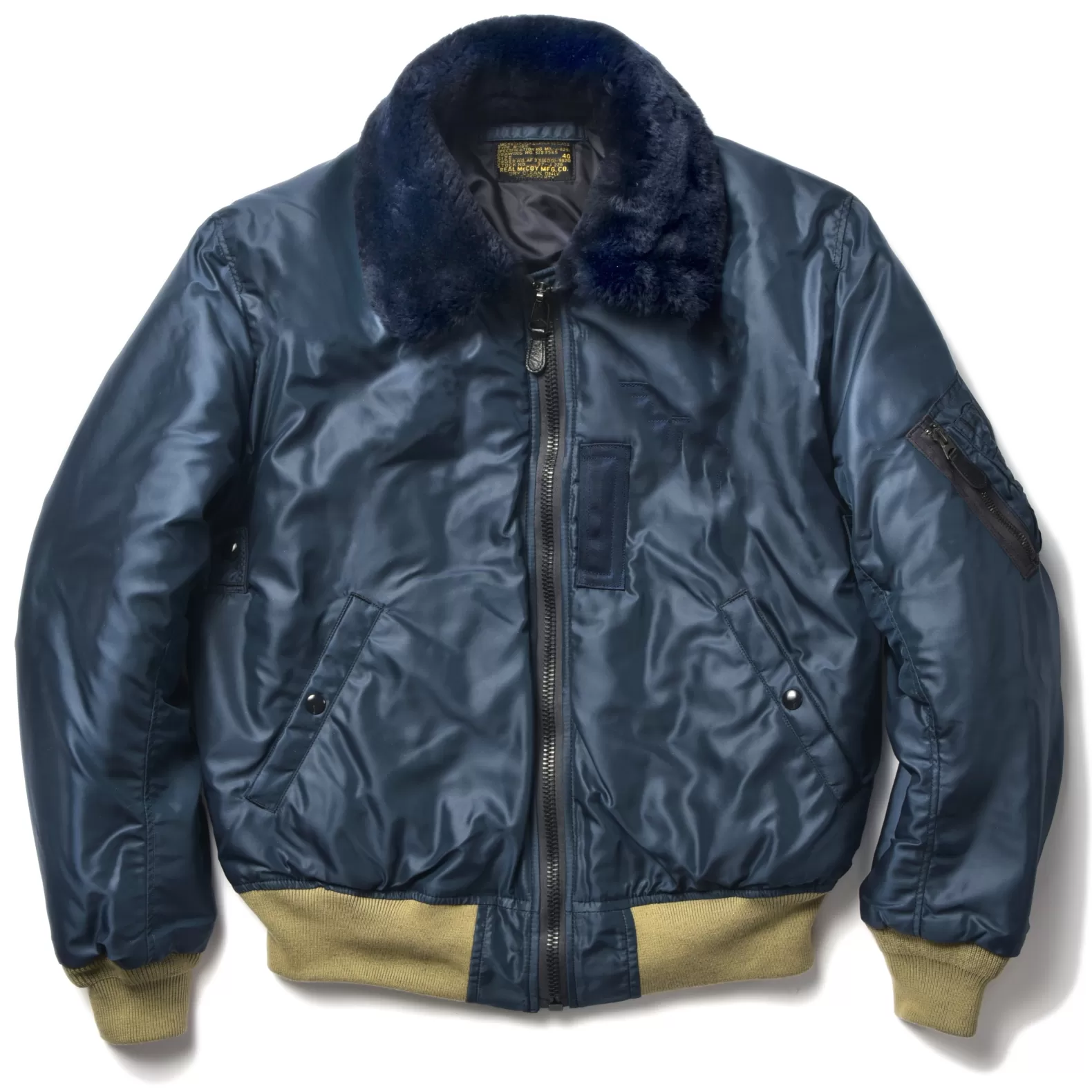 Military<The Real McCoy's TYPE B-15C REAL McCOY MFG. CO. / GREEN RIBBING NAVY