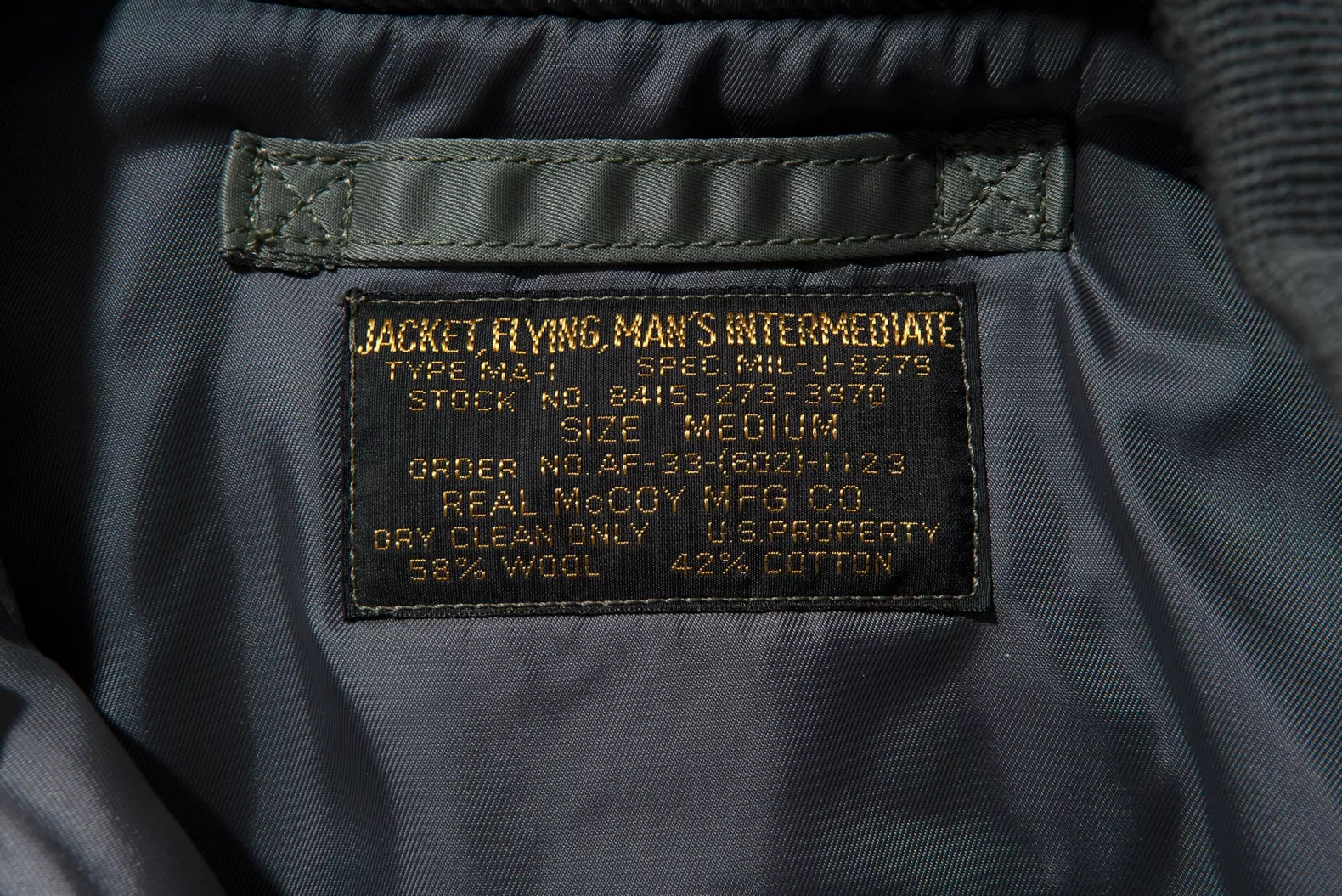 Military<The Real McCoy's TYPE MA-1 / LAOSIAN HIGHWAY PATROL Olive