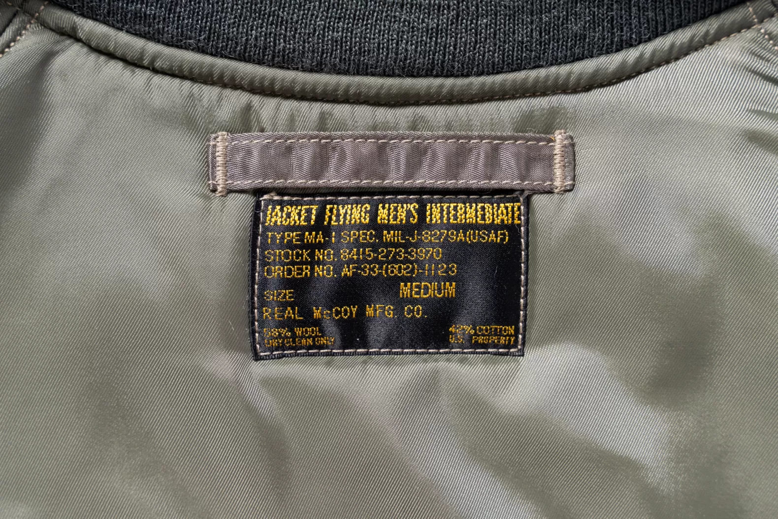 Military<The Real McCoy's TYPE MA-1 REAL McCOY MFG. CO. SAGEGREEN