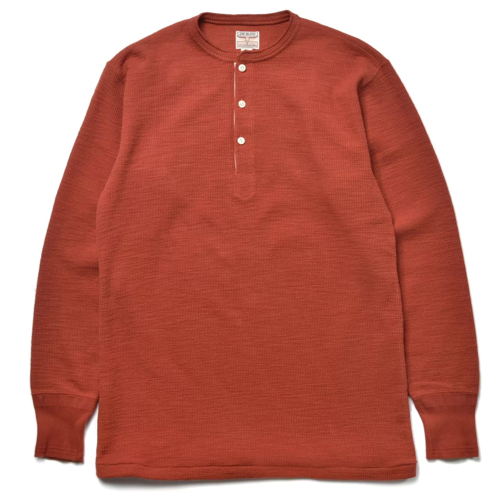 Thermal Shirts<The Real McCoy's WESTERN CARDIGAN STITCH HENLEY SHIRT BRICKRED