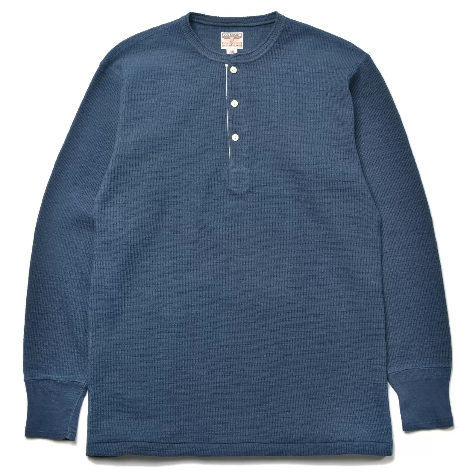 Thermal Shirts<The Real McCoy's WESTERN CARDIGAN STITCH HENLEY SHIRT COBALT